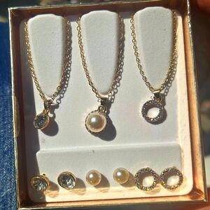 Adrienne Vittadini Gold and Pearl Necklace Set